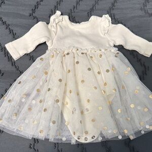 Madison Cream and Gold Polka Dot Kids Dress
